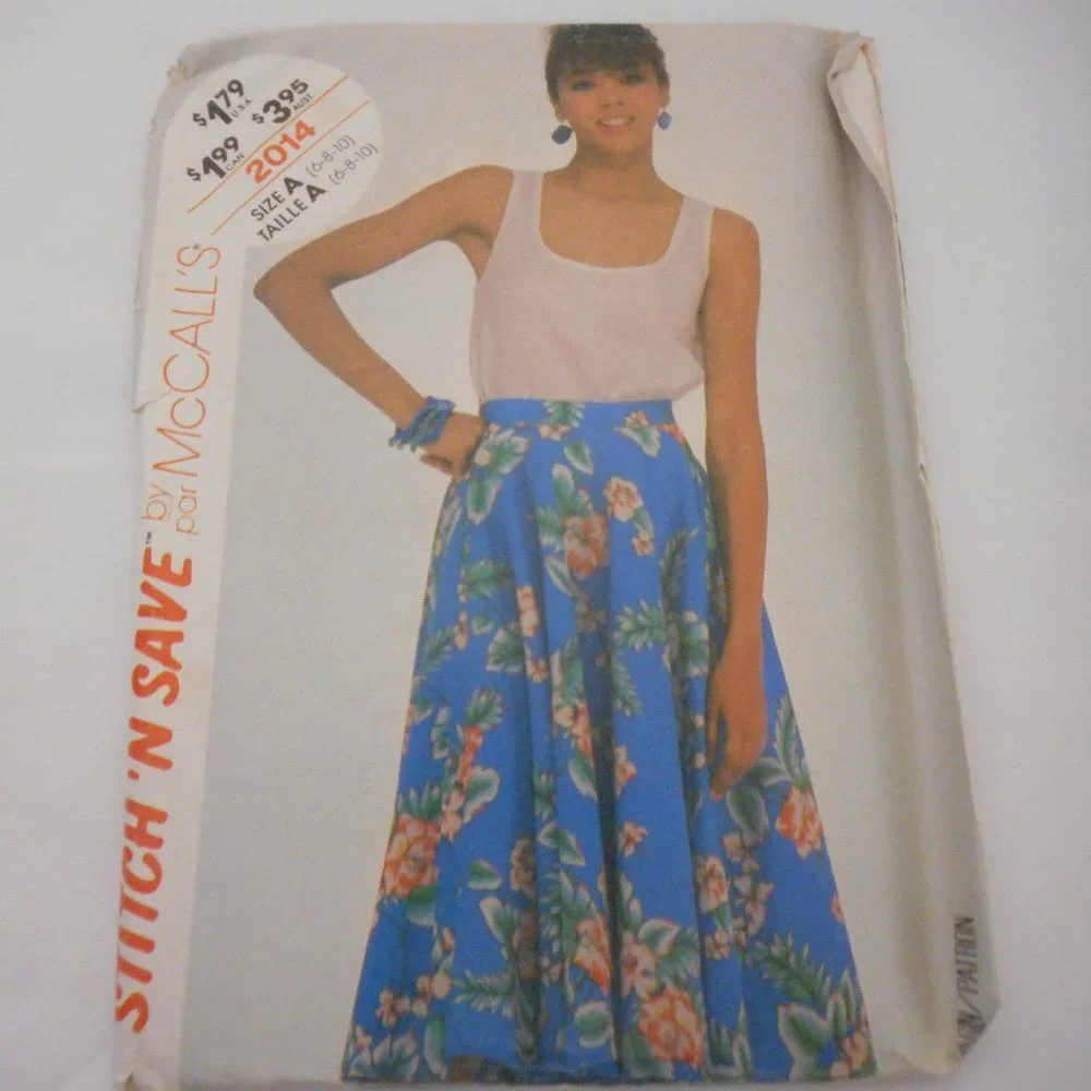 Vintage McCall's Skirt top sewing Pattern 2014